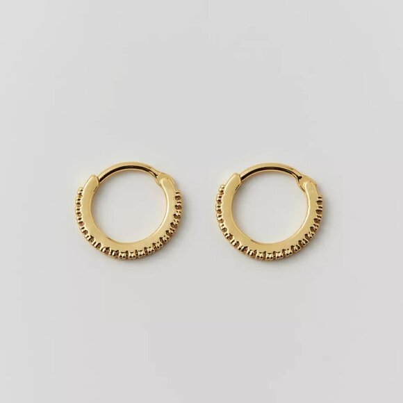 NWT Urban Outfitters 14k Gold Plated Rhinestone Hoop Earrings - Picture 3 of 4